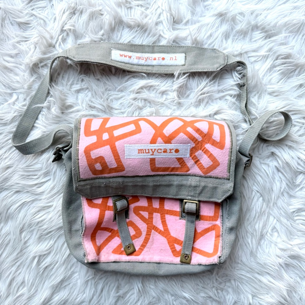 Vintage artsy distressed heavy weight canvas crossbody bag school military style